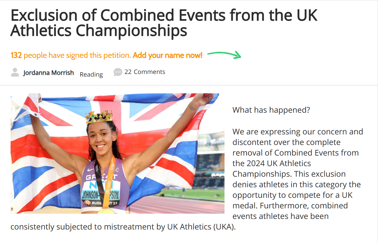 combined events online petition