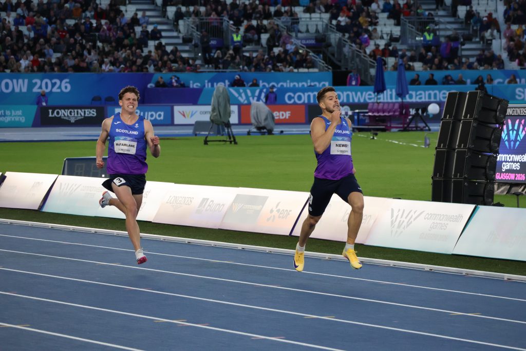 Joel McFarlane and Callum Newby in the 400m at the Commonwealth Games decathlon